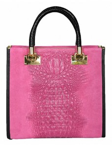 Luksuzna Talijanska torba od prave kože VERA ITALY "Omaria", boja fuksija, 30x32cm