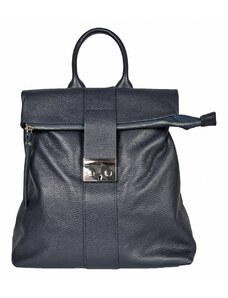 Luksuzna Talijanska torba od prave kože VERA ITALY "Zanga", boja tamnoplava, 32x35cm