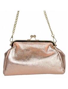 Luksuzna Talijanska torba od prave kože VERA ITALY "Tanya", boja ružičasto zlatno, 18x24cm