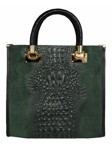 Luksuzna Talijanska torba od prave kože VERA ITALY "Grina", boja tamno zeleno, 30x32cm