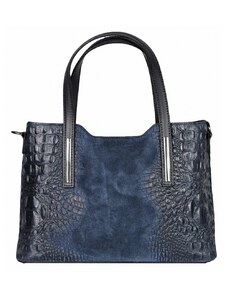 Luksuzna Talijanska torba od prave kože VERA ITALY "Anja", boja tamnoplava, 22x30cm