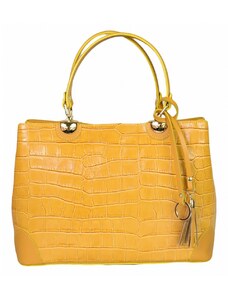 Luksuzna Talijanska torba od prave kože VERA ITALY "Elvira", boja žuta, 24x30cm