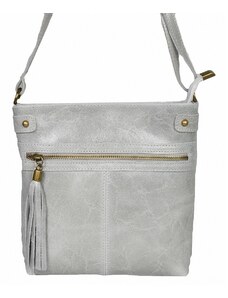 Luksuzna Talijanska torba od prave kože VERA ITALY "Pilar", boja svijetlo siva, 24.5x24cm