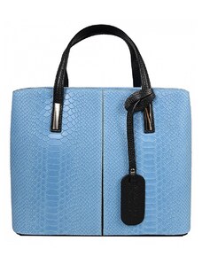 Luksuzna Talijanska torba od prave kože VERA ITALY "Kella", boja svijetlo plava, 31x25cm
