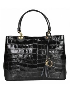 Luksuzna Talijanska torba od prave kože VERA ITALY "Orianda", boja crna, 24x30cm