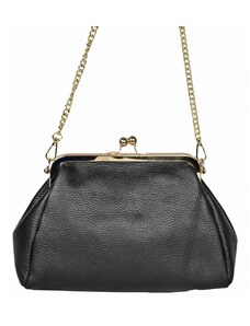 Luksuzna Talijanska torba od prave kože VERA ITALY "Broaska", boja crna, 18x24cm