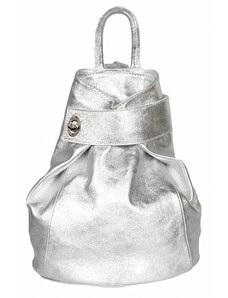 Luksuzna Talijanska torba od prave kože VERA ITALY "Gogota", boja srebrnast, 33x27cm