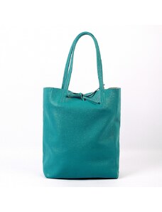 Luksuzna Talijanska torba od prave kože VERA ITALY "Taisina", boja tirkiz, 37x36cm