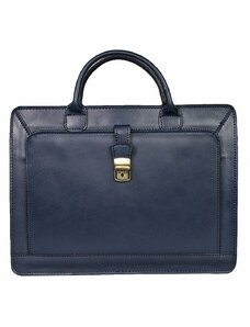 Luksuzna Talijanska torba od prave kože VERA ITALY "Vladimir", boja tamnoplava, 30.5x40cm