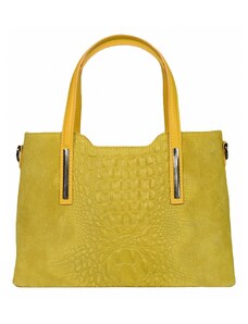 Luksuzna Talijanska torba od prave kože VERA ITALY "Mikala", boja žuta, 22x30cm