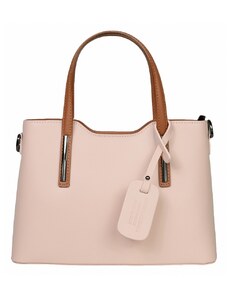 Luksuzna Talijanska torba od prave kože VERA ITALY "Bedar", boja puderasto ružičasta, 22x30cm