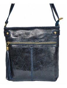 Luksuzna Talijanska torba od prave kože VERA ITALY "Shava", boja tamnoplava, 24.5x24cm