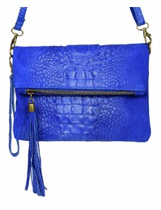 Luksuzna Talijanska torba od prave kože VERA ITALY "Bluetta", boja kraljevski plava, 17x23cm