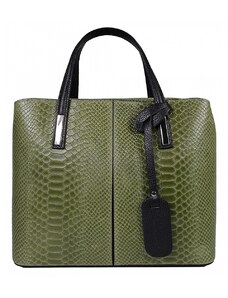 Luksuzna Talijanska torba od prave kože VERA ITALY "Zella", boja zelena, 26x31cm