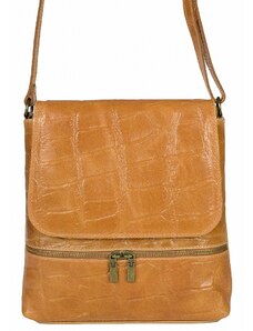 Luksuzna Talijanska torba od prave kože VERA ITALY "Neza", boja konjak, 27x28cm