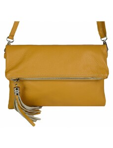 Luksuzna Talijanska torba od prave kože VERA ITALY "Melona", boja senf, 18x27cm