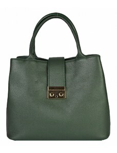 Luksuzna Talijanska torba od prave kože VERA ITALY "Bali", boja tamno zeleno, 26x33cm