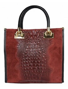 Luksuzna Talijanska torba od prave kože VERA ITALY "Britta", boja tamnocrvena, 30x32cm
