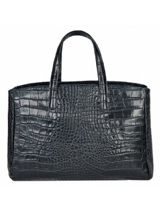 Luksuzna Talijanska torba od prave kože VERA ITALY "Okeana", boja tamnoplava, 27x36cm