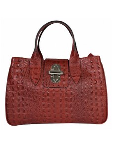 Luksuzna Talijanska torba od prave kože VERA ITALY "Areka", boja crvena, 24,5x33cm