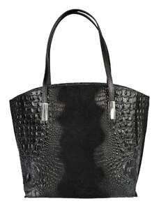 Luksuzna Talijanska torba od prave kože VERA ITALY "Randa", boja crna, 30x41cm