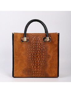 Luksuzna Talijanska torba od prave kože VERA ITALY "Keba", boja konjak, 30x32cm