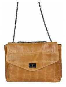 Luksuzna Talijanska torba od prave kože VERA ITALY "Loma", boja konjak, 21x29cm