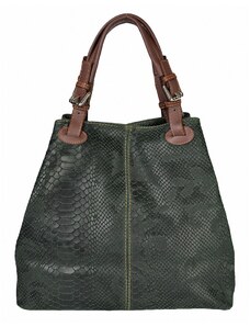 Luksuzna Talijanska torba od prave kože VERA ITALY "Zelenika", boja tamno zeleno, 29x35cm