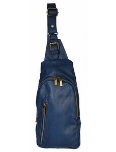Luksuzna Talijanska torba od prave kože VERA ITALY "Toby", boja plava, 34x19cm