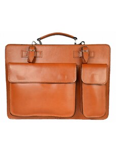 Luksuzna Talijanska torba od prave kože VERA ITALY "Harisson", boja konjak, 30x40cm