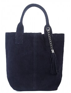 Luksuzna Talijanska torba od prave kože VERA ITALY "Rikarda", boja tamnoplava, 35x38cm