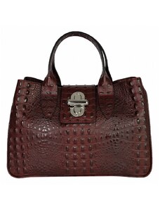 Luksuzna Talijanska torba od prave kože VERA ITALY "Hilda", boja tamnocrvena, 24,5x33cm