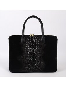 Luksuzna Talijanska torba od prave kože VERA ITALY "Kosena", boja crna, 28x40cm