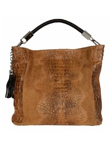 Luksuzna Talijanska torba od prave kože VERA ITALY "Gaga", boja konjak, 35x45cm