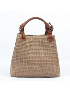 Luksuzna Talijanska torba od prave kože VERA ITALY "Taupina", boja taupe, 28,5x30cm