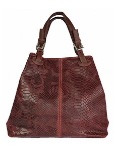 Luksuzna Talijanska torba od prave kože VERA ITALY "Presia", boja tamnocrvena, 29x35cm
