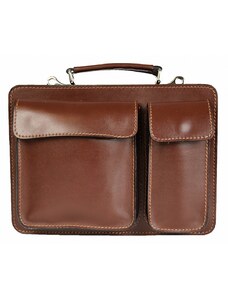 Luksuzna Talijanska torba od prave kože VERA ITALY "Logan", boja smeđa, 23x29cm