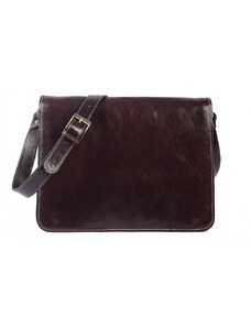 Luksuzna Talijanska torba od prave kože VERA ITALY "Tarbella", boja tamnosmeđa, 28x38cm
