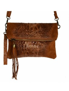 Luksuzna Talijanska torba od prave kože VERA ITALY "Ticcia", boja konjak, 17x23cm