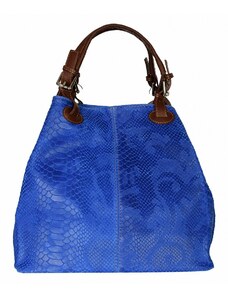 Luksuzna Talijanska torba od prave kože VERA ITALY "Orbea", boja kraljevski plava, 29x35cm