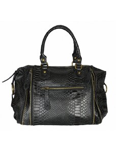 Luksuzna Talijanska torba od prave kože VERA ITALY "Bambusa", boja crna, 27x35cm
