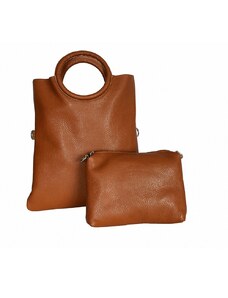 Luksuzna Talijanska torba od prave kože VERA ITALY "Senrika", boja konjak, 31x27cm