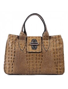 Luksuzna Talijanska torba od prave kože VERA ITALY "Rinalda", boja taupe, 24,5x33cm
