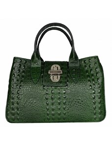 Luksuzna Talijanska torba od prave kože VERA ITALY "Mazza", boja zelena, 24,5x33cm
