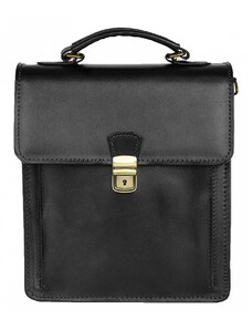Luksuzna Talijanska torba od prave kože VERA ITALY "Roberto", boja crna, 28x25cm