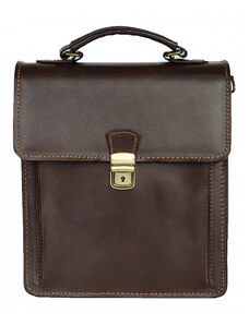 Luksuzna Talijanska torba od prave kože VERA ITALY "Basten", boja tamnosmeđa, 28x25cm