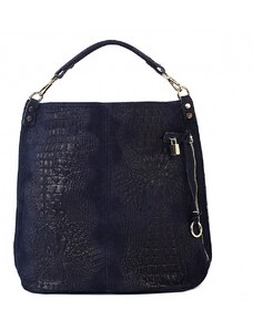 Luksuzna Talijanska torba od prave kože VERA ITALY "Karteza", boja tamnoplava, 39x44cm