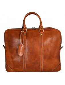 Luksuzna Talijanska torba od prave kože VERA ITALY "Zuzana", boja konjak, 33x40cm