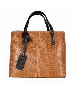 Luksuzna Talijanska torba od prave kože VERA ITALY "Jeneva", boja konjak, 26x31cm
