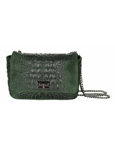 Luksuzna Talijanska torba od prave kože VERA ITALY "Milaneze", boja tamno zeleno, 14x21cm